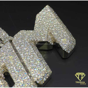 Custom <b>Initial</b> Letter Pendant Moissanite Diamond 925 Sterling <b>Silver</b> Iced Out Hip Hop <b>Necklace</b> Gold Plated Personalized Luxury J - Product Image 5