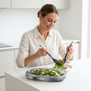 Bol à salade classique en résine écologique de qualité alimentaire, poli, résistant au lave-vaisselle, empilable, fait main, pour la maison - Product Image 1