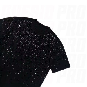 เสื้อยืดผู้ชายสไตล์สตรีทแฟชั่นวินเทจทรงบ็อกซี่ ผ้าคอตตอน 100% หนานุ่ม ตกแต่งด้วยคริสตัลแบบสั่งทำพิเศษ ล้างสีแบบแอซิดวอช ขายส่ง - Product Image 5