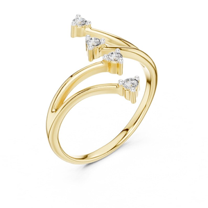 Bague pour femme en or jaune 14 carats avec diamant de laboratoire certifié IGI, taille brillant, couleur F, clarté VS1, 1,00 carat, design classique bypass - Product Image 4