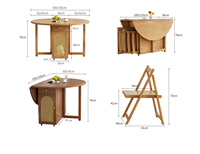 Klappbarer runder Tisch, klappbarer Esstisch aus gesintertem Stein, kleiner Esstisch aus Holz, beweglicher Esstisch im neuen chinesischen Stil