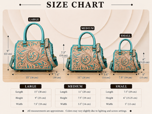 Bolso Bandolera de Cuero Vacuno Genuino Hecho a Mano, Diseño Boho, Moderno, Pequeño, Elegante, con Estampado Floral y Detalles en Turquesa - Product Image 2