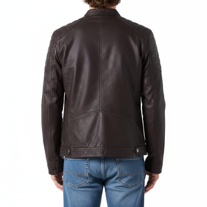 Veste en cuir pour homme de qualité supérieure, style sportif, avec col montant, fermeture éclair personnalisable, imperméable, coupe-vent, respirante, veste d'hiver - Product Image 6