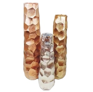 Juego de 3 floreros modernos para el hogar, Hotel, color plateado y cobre, diseño moderno, florero de aluminio, maceta, soporte decorativo para plantas - Product Image 1