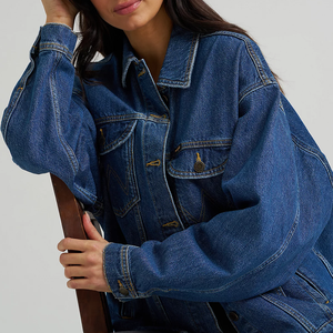 Chaqueta Vaquera Vintage Lavada para Hombre y Mujer, Estilo Americano, con Bordado de Letras 'Old Star', Botones, Holgada, Informal, a la Moda y Combinable con Todo - Product Image 4