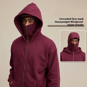 Sweat-shirt à capuche zippé intégral pour homme, style streetwear, hiver, double capuche, couleur unie, décontracté urbain - Product Image 5