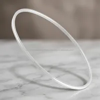 Bracelet jonc fin minimaliste fait main en argent sterling 925, poli, uni, ouvert, bijoux de mode pour femme, vente en gros