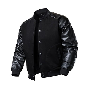 Veste universitaire doublée en sherpa pour homme, mélange coton et polyester, intérieur en polaire chaud, style baseball, pour l'hiver et les températures extrêmes - Product Image 2