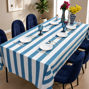Nappe rayée bleue et blanche de qualité supérieure, style classique pour l'extérieur, en coton lavable, tissée, prix de gros - Product Image 1