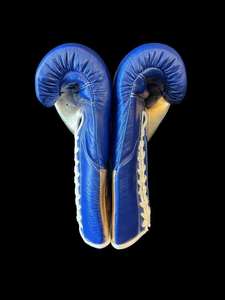 Guantes de Cuero No Boxing No Life Azul Rey Dorado Blanco con Cordones Equipo Profesional de Lucha Hecho en México Línea Campeonato Bear Squad - Product Image 4
