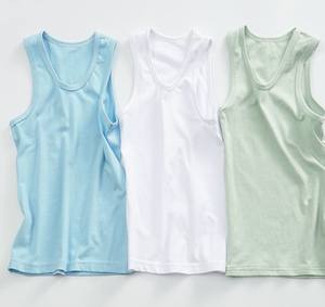 Camiseta sin mangas informal de verano con cuello redondo y diseño acanalado para niños, chaleco de lona sólida 100% algodón, ecológico y de secado rápido. - Product Image 6