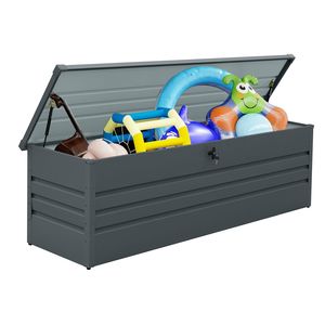 260 galloni Extra Large scatola del ponte in metallo impermeabile Patio portaoggetti grigio scuro per cuscini accessori per piscina giardino - Product Image 1