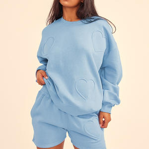 Conjunto de Sudadera con Capucha y Pantalones Cortos de Poliéster para Mujer, Impresión de Logotipo Personalizado, Marca Privada, Estilo Urbano, Ropa de Casa, Proveedor OEM ODM - Product Image 5