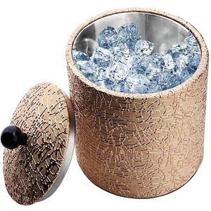 Round Stainless Steel <b>Ice</b> Bucket With Lid And Tongs Glam Design Double Wall Party Beverage <b>Cooler</b> - Product Image 6
