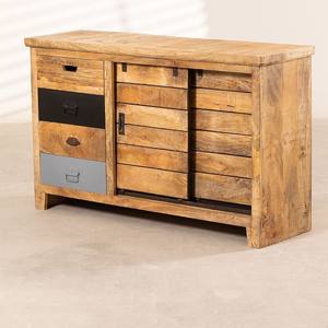 Buffet en bois de manguier massif Vandana Vento Maxima avec tiroirs et rangement industriel - Product Image 4