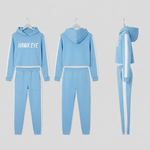 Conjunto Deportivo de 2 Piezas para Mujer, con Capucha, de Forro Polar, 100% Algodón, Manga Corta, Corte Regular, Versátil, para Invierno - Product Image 3