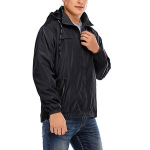 2026 Men's High Quality Polyester Fabric Waterproof Jackets Custom Logo Long Sleeve Hooded Collar Zip Up Windbreaker Jackets - Product Image 3