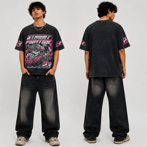 Camiseta Extra Grande para Hombre, Manga Corta, Cuello Redondo, Algodón, Estampado de Street Fighter, Diseño de Auto, Estilo Urbano - Product Image 4