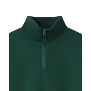 Men's Heavyweight Half Zip Pullover Sweatshirt Oversized <b>Mock</b> <b>Neck</b> Plain Cotton Custom Streetwear <b>Top</b> - Product Image 3