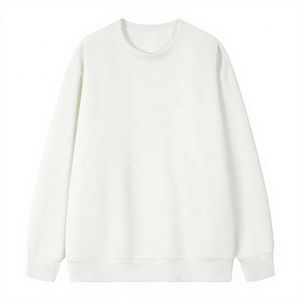 Suéter de Punto Unisex con Cuello Redondo, Color Sólido, Corte Holgado, Estilo Casual para Invierno, Blanco, Poliéster/Algodón - Product Image 1