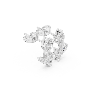 Pendientes de hoja con diamantes cultivados en laboratorio de 10 quilates en oro blanco para mujer – Joyería floral elegante de diseño - Product Image 4