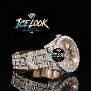Reloj de Cuarzo de Lujo Unisex Ice Look Jewelry, 41 mm, Acero Inoxidable, Oro Rosa, Bisel con Diamantes, Esfera Analógica, Zafiro, Resistente al Agua - Product Image 4