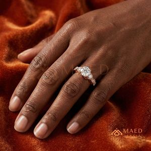 Round Cut Moissanite <b>Infinity</b> Twist Engagement Ring <b>Rose</b> Gold Plated Pave Band Wedding Ring Jewelry Gift - Product Image 4
