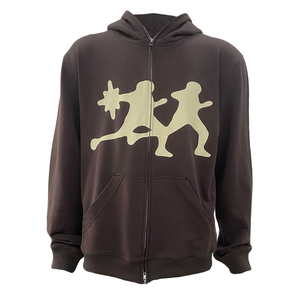 Sweat à capuche zippé intégral personnalisé OEM en polaire/tissu éponge français, respirant, épais, avec logo imprimé en relief, pour l'automne et l'hiver - Product Image 2