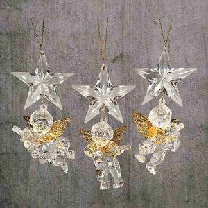 Vente chaude en gros, décoration de Noël, Nouvel An, vacances, décoration de la maison, étoile en acrylique plaquée argent brillant, or, ornement de chérubin - Product Image 3