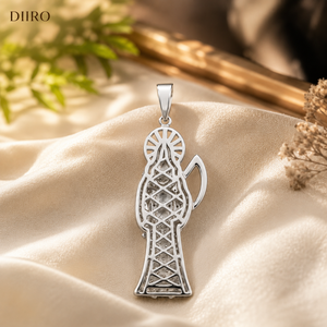 Collar con Colgante de Esqueleto de Moissanita en Oro Blanco Vermeil de 14K, Forma Redonda Brillante, Dije de Diamante, Colgantes Unisex - Product Image 5