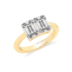 Hermoso Anillo de Oro de 10k/12k/14k con Dos Piedras, Esmeraldas y Diamantes Cultivados en Laboratorio Toi Et Moi (1 Ct.) Tw. Certificado por IGI - Product Image 4