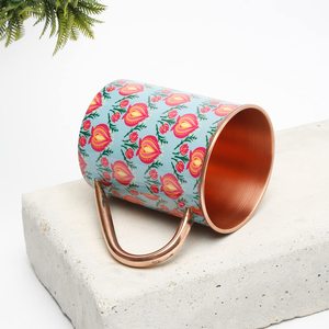 Steamy Sultry Modern <b>Copper</b> <b>Mug</b> with Large Capacity and Coaster for Healthy Drinking Water Use Made in India - Product Image 6