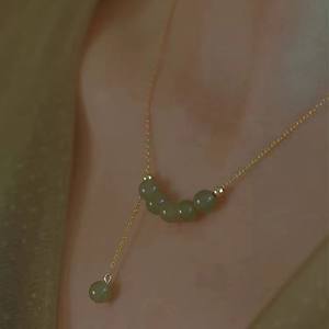 Luxury Female <b>Necklace</b> <b>Chain</b> Vintage Small Design S925 Silver Plated Gold Hotan Jade Fresh Stylish Fashion Pendants Collar <b>Chain</b> - Product Image 3