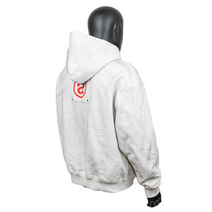 Sudadera con Capucha y Cierre para Hombre, Color Blanco, con Estampado de Goteo Rojo, Bolsillo Delantero, Felpa Francesa de Algodón, Estilo Casual para Otoño - Product Image 2