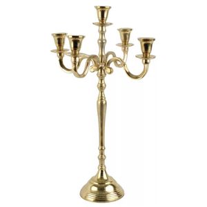 Luxury 5 Arm Gold Metal Candelabra Wedding Table Centerpiece <b>Candlestick</b> <b>Holder</b> Decorative Wholesale Home Decor Tabletop Decor - Product Image 1