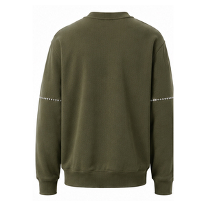 Sweat-shirts d'hiver pour hommes, unis et ornés de strass – Coupe oversize, style streetwear décontracté, en coton/polyester, écologiques, avec poche numérique, séchage rapide - Product Image 5