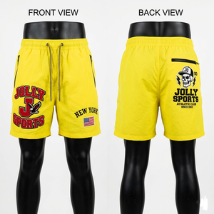 กางเกงขาสั้นวินด์เบรกเกอร์สีเหลืองพรีเมียม 145 GSM ผ้าโพลีเอสเตอร์ ระบายอากาศได้ดี พร้อมปักโลโก้ตามสั่งสำหรับผู้ชาย - Product Image 4