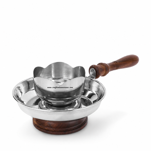 Quemador de incienso artesanal indio con mango de madera y diseño antideslizante, quemador de Mubkhara Bakhur con pinzas - Product Image 5