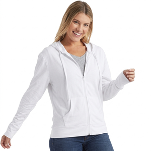 Women's Autumn Breathable Woolen Knitted Full <b>Zipper</b> Hoodie Texture Cotton T-shirt Pullover Style Fleece Jacket Wholesale Supply - Product Image 4