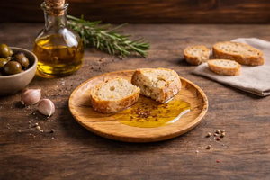 Assiette ronde classique en bois d'olivier poli, faite à la main, écologique, petite assiette à apéritif pour les fêtes - Product Image 5