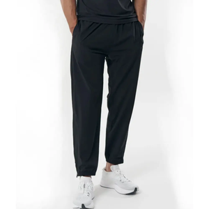 Men's <b>Black</b> Lightweight Polyester Casual <b>Jogger</b> Pants With Elastic Waist And Side Pockets Ankle-Length Fit Spring Wear - Product Image 5