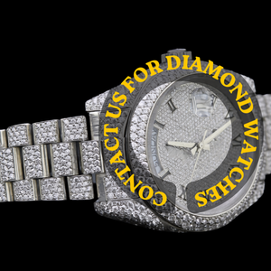 Reloj de Pulsera Exclusivo con Diseño Completo en Oro Blanco, Esfera con Números Romanos y Diamantes Moissanite Redondos, para Hombre y Mujer - Product Image 2