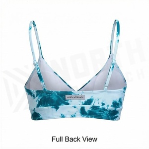 Top de bikini con cuello pronunciado y detalle de nudo para mujer, en tie-dye, de licra y poliéster elástico, para natación - Product Image 2