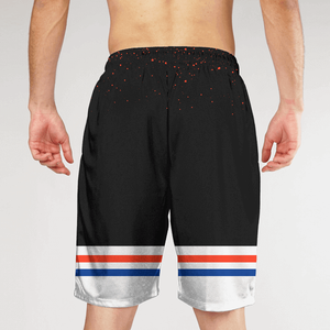 Pantalones Cortos Deportivos de Secado Rápido con Estampado Geométrico para Hombre, con Cordón en la Cintura, Diseño en Negro, Blanco, Rosa y Azul, Logotipo Frontal - Product Image 4