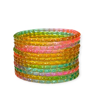 Elegant Trendy Multi Color Kashmiri Raindrop <b>Glass</b> <b>Bangles</b> Crystal Pattern Gold Accents Lightweight Wedding at Wholesale Price - Product Image 2