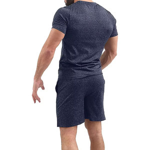 Ensemble T-shirt et short blancs à manches courtes et col rond pour homme, coupe ample, sportif, respirant, 100 % coton, imprimé motif, séchage rapide, tricoté - Product Image 6