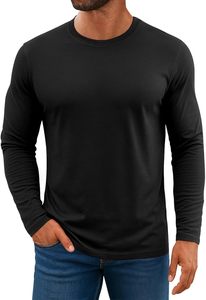 Camiseta de Manga Larga con Cuello Redondo para Hombre, Color Naranja, Corte Regular, Informal, Tejida, Color Sólido, Nuevo Modelo Personalizado, Fabricación ODM OEM, Venta al por Mayor - Product Image 3