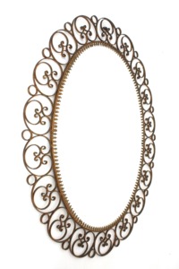 Oval Iron <b>Mirror</b> With Scroll Design Traditional Wall Decor Beautifully <b>Crafted</b> By KHOOSI OVERSEAS - Product Image 1
