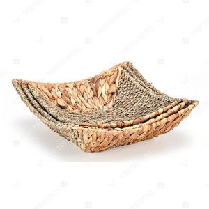 MEADOW & TIDE Natural Seagrass & Water Hyacinth Tabletop Essentials Table Tissue Box Holder <b>Small</b> Wicker <b>Tray</b> Set - Product Image 3