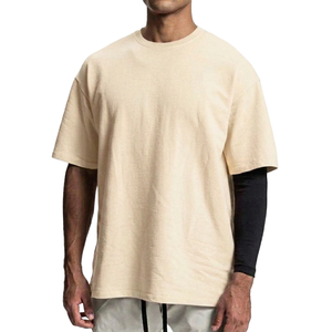 Camiseta de Verano al por Mayor con Logotipo Personalizado, Moderna, de Manga Corta, Holgada, Tejida, 100% Algodón, Lavada al Ácido, Estilo Vintage para Hombre - Product Image 3